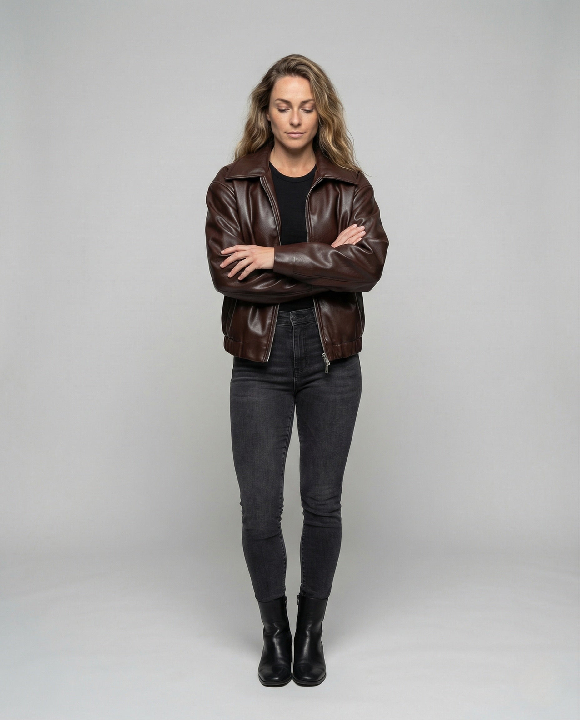 Giacca Oversize Donna Effetto Pelle Taglio Largo - Brentozzi