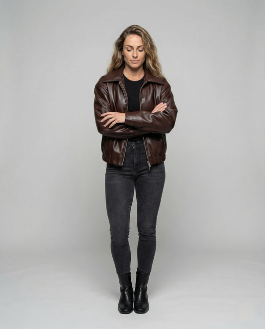 Giacca Oversize Donna Effetto Pelle Taglio Largo - Brentozzi