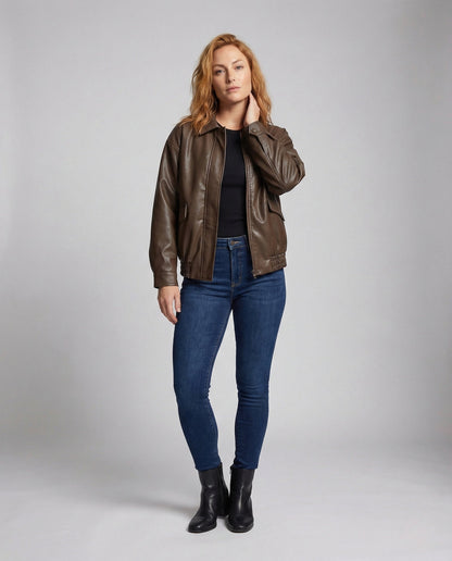 Giacca Donna in Ecopelle Collo Camicia - Brentozzi