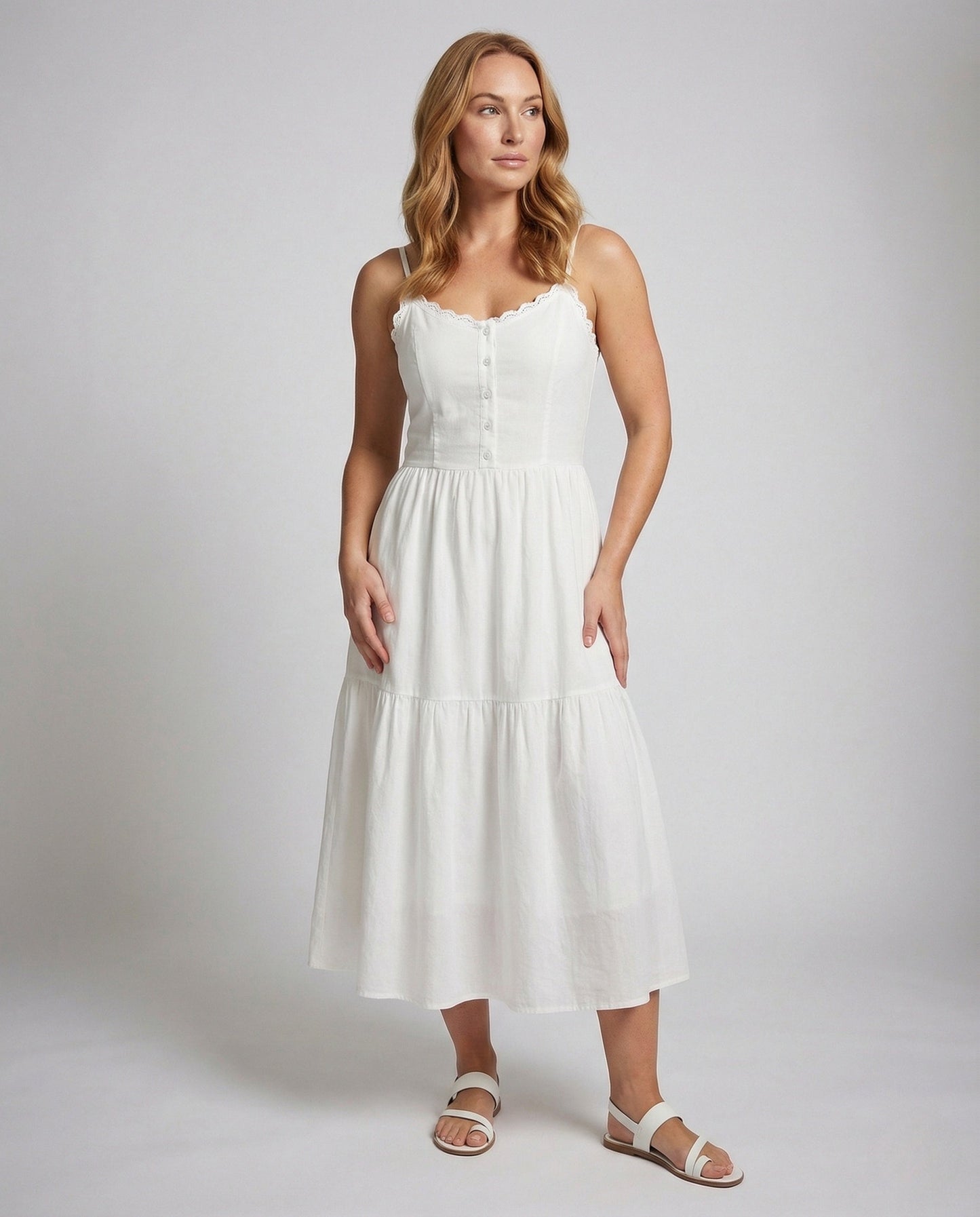 Abito Maxidress Donna in Cotone Misto Taglio a Strati - Brentozzi