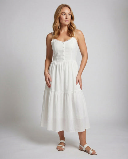 Abito Maxidress Donna in Cotone Misto Taglio a Strati - Brentozzi