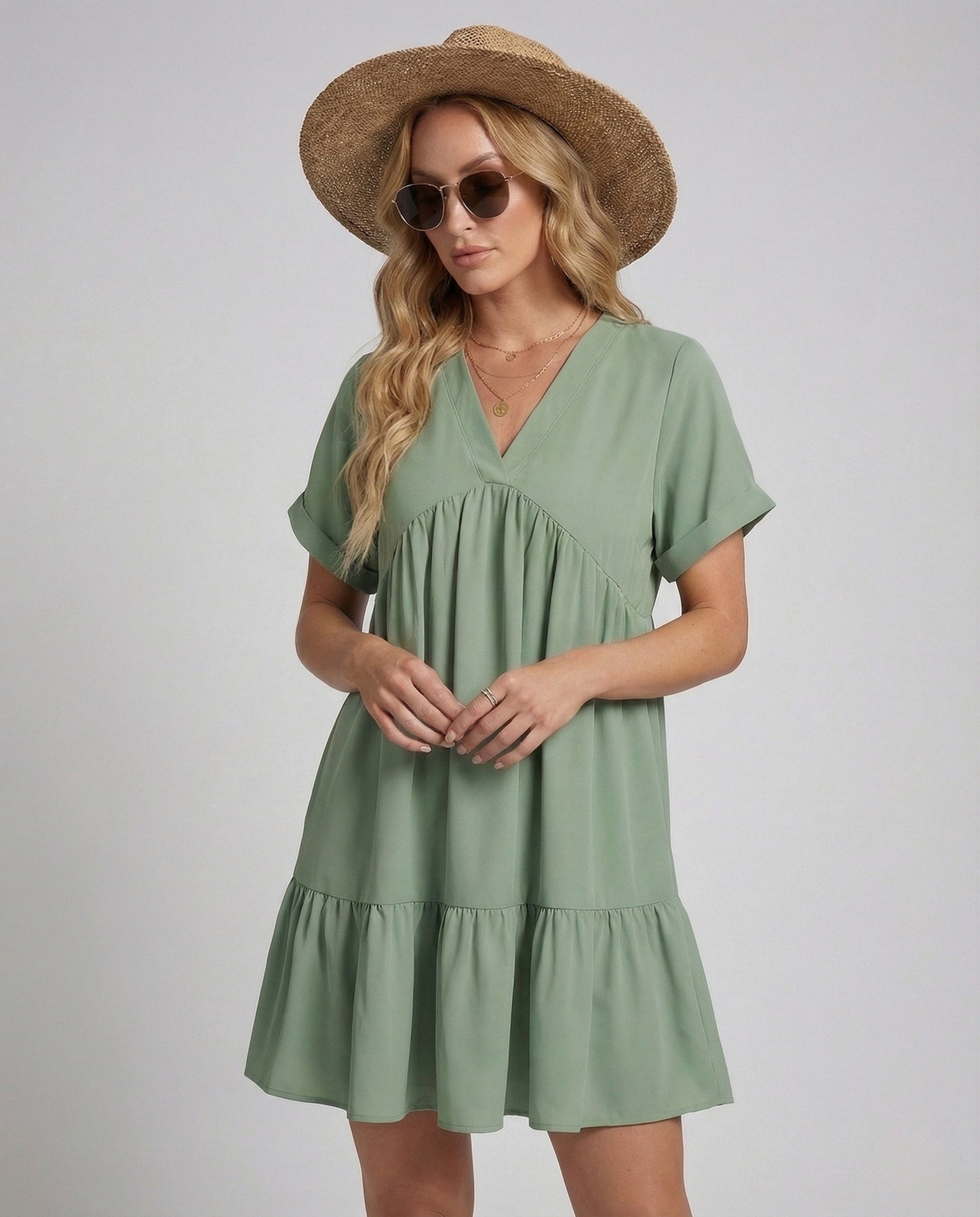 Abito Donna con Volant Scollo a V - Brentozzi