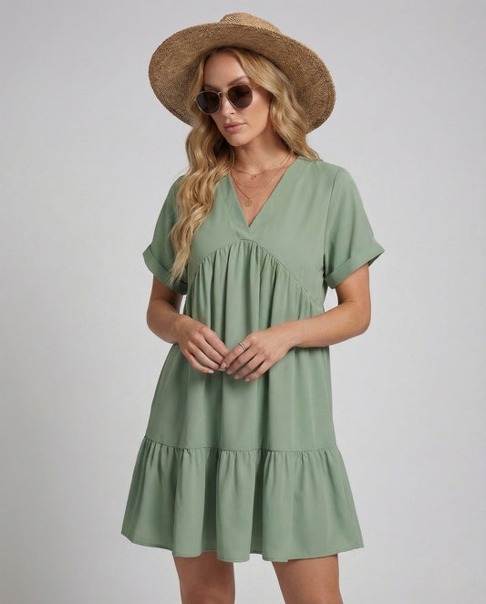 Abito Donna con Volant Scollo a V - Brentozzi