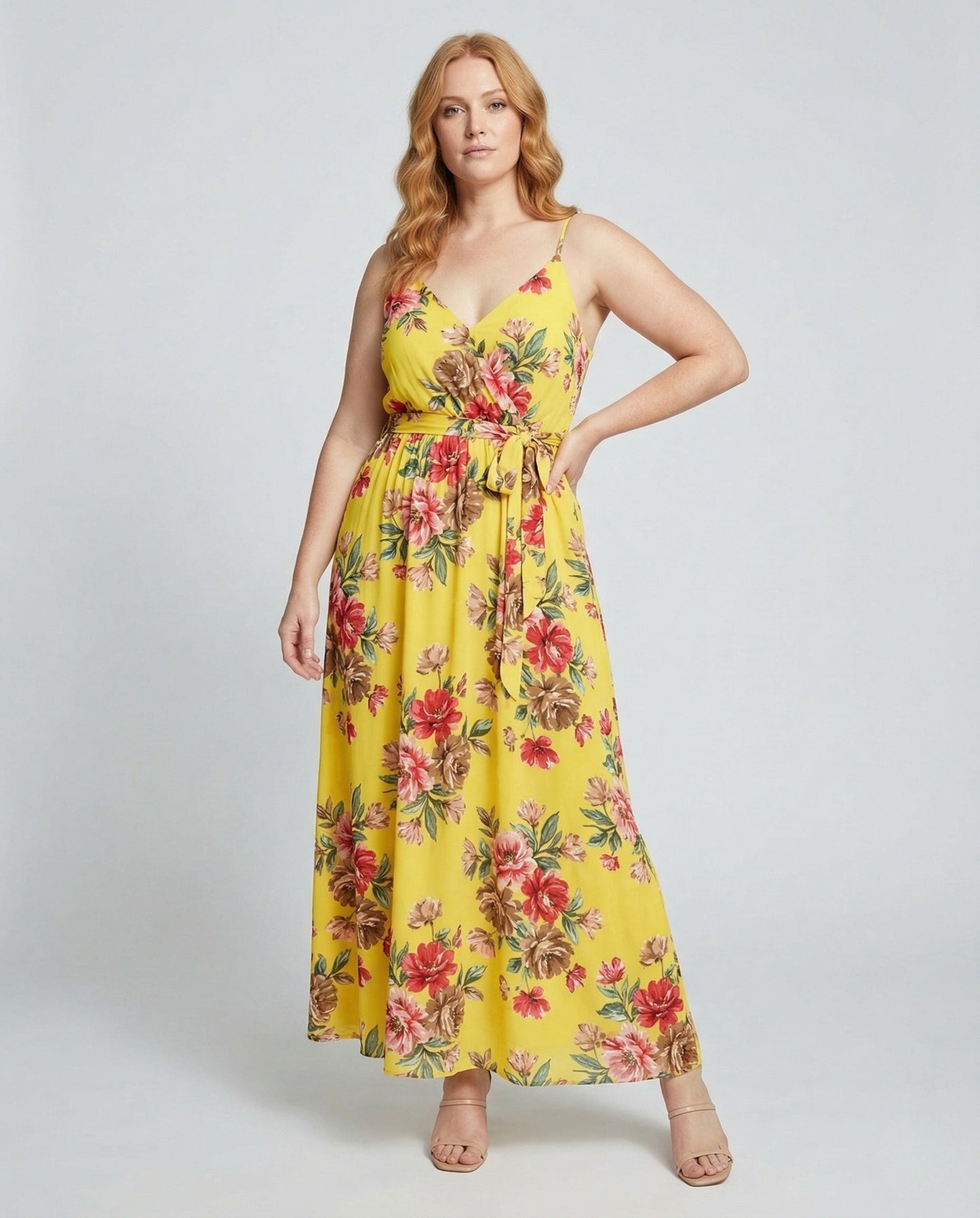 Abito Maxi Donna a Portafoglio con Spalline Sottili - Brentozzi