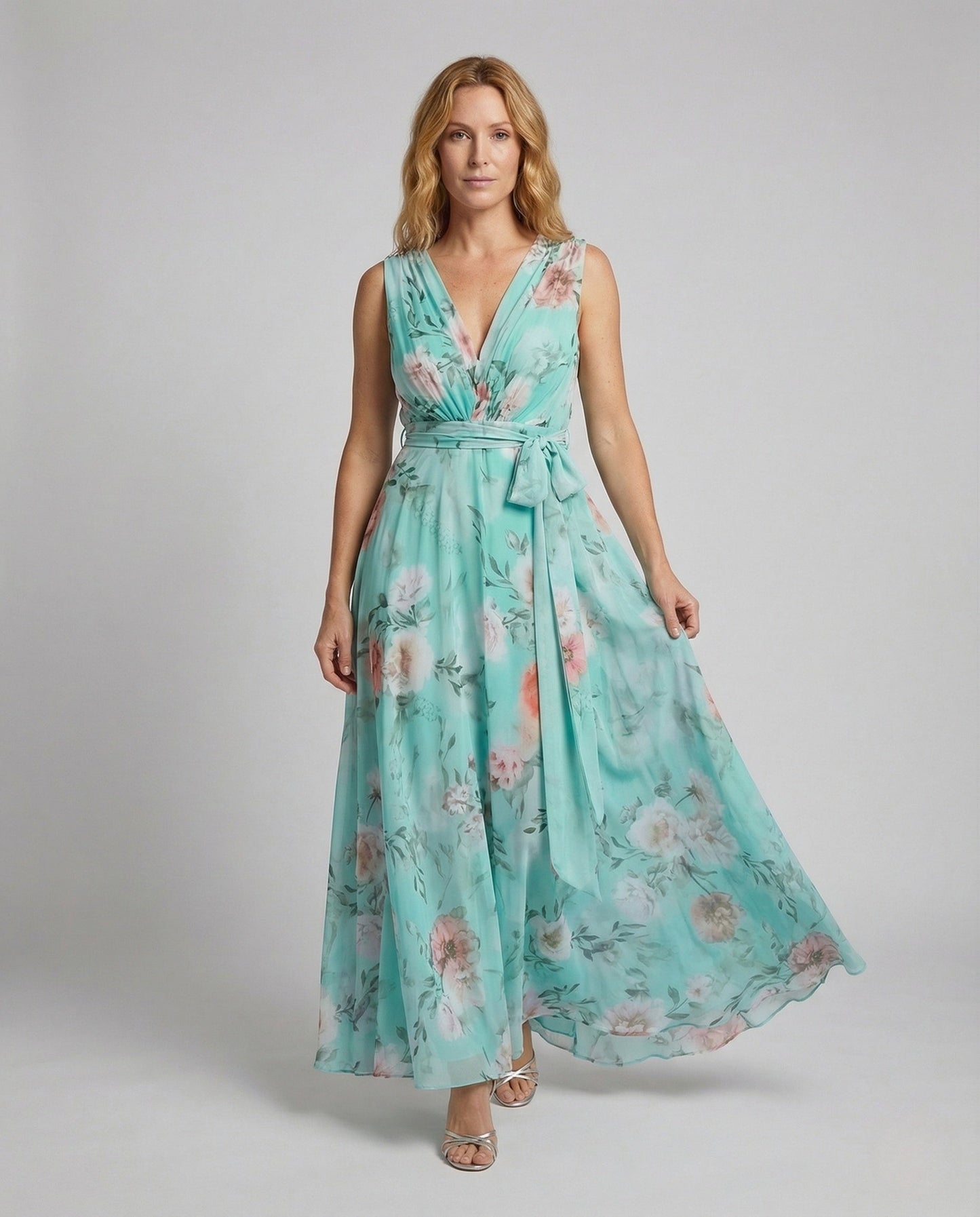 Abito Maxidress Donna in Chiffon a Portafoglio - Brentozzi