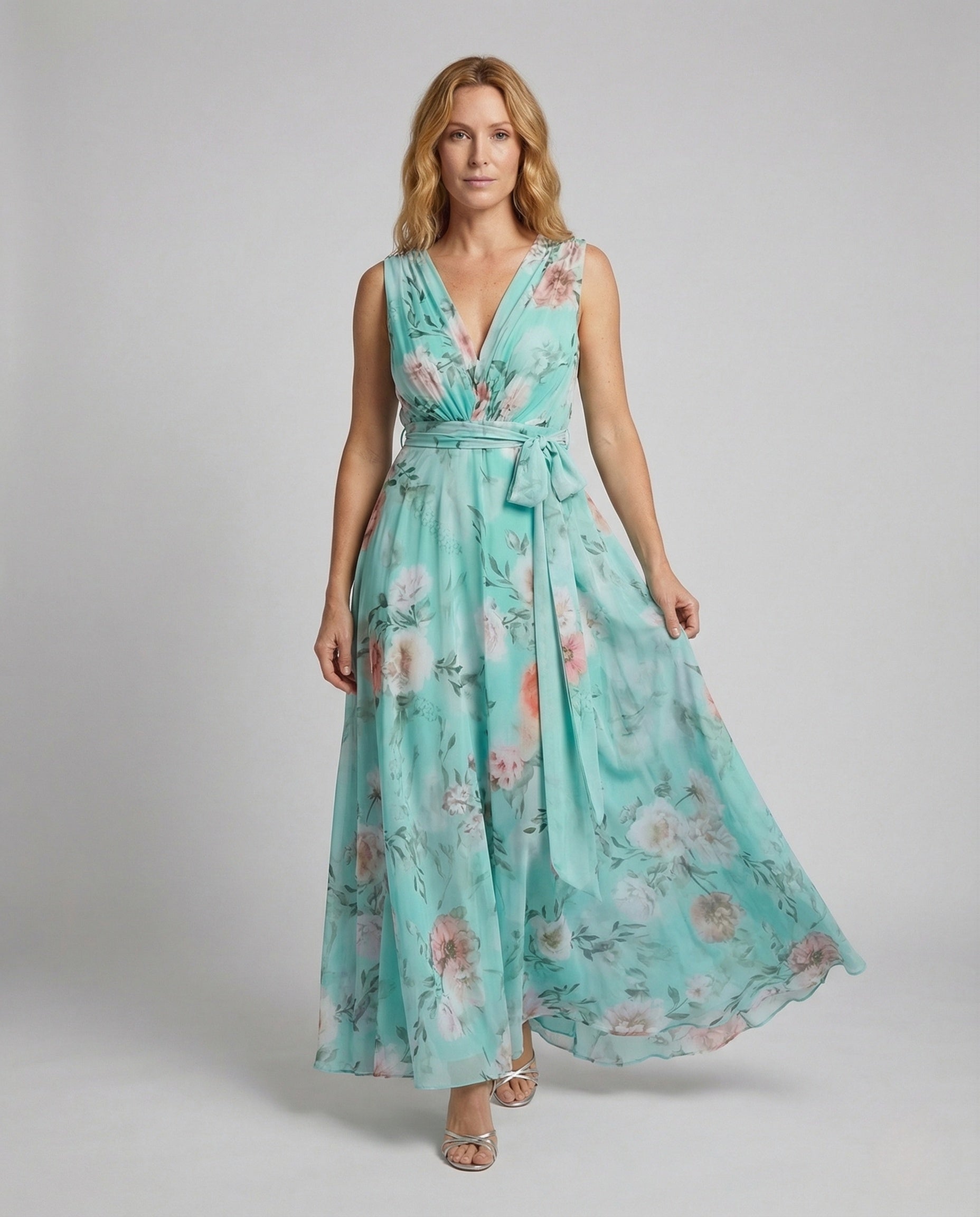 Abito Maxidress Donna in Chiffon a Portafoglio - Brentozzi