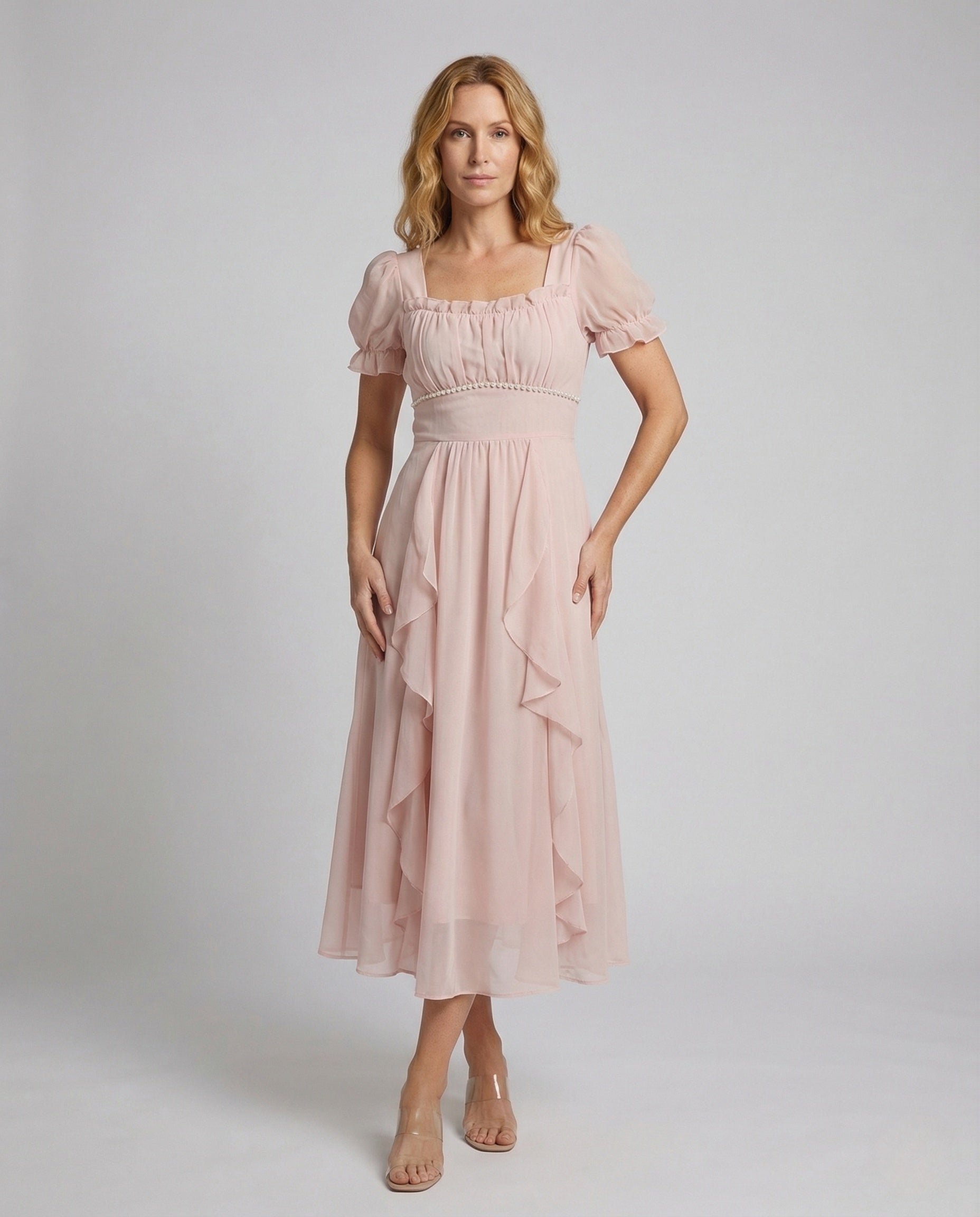 Abito Midi Donna in Chiffon Multistrato - Brentozzi