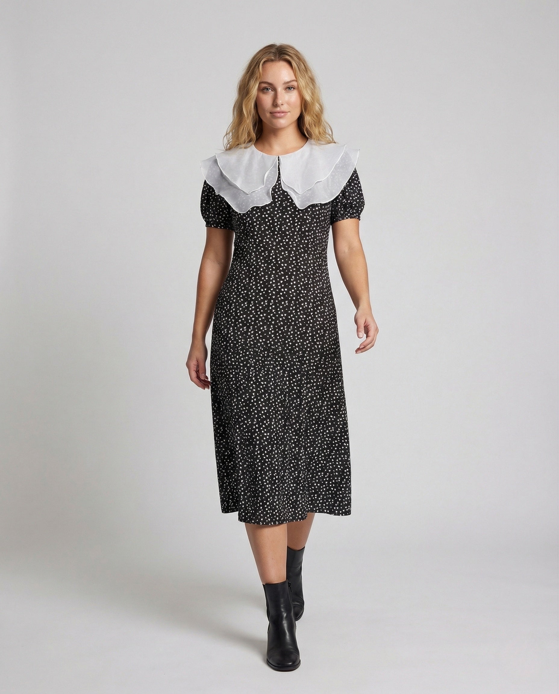 Abito Midi Donna con Doppio Colletto - Brentozzi