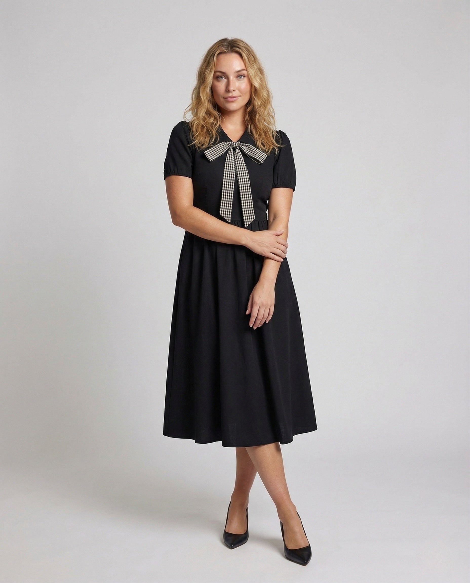Abito Midi Donna A-Linea Fantasia Quadri - Brentozzi