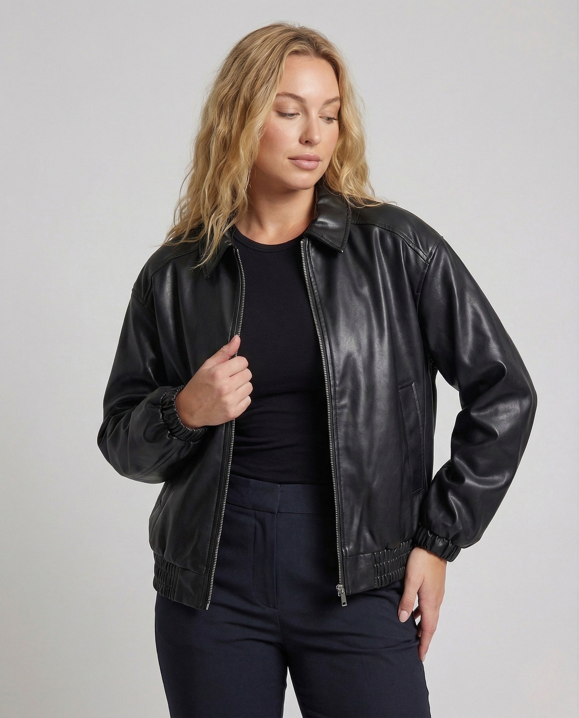 Giacca Oversize Donna in Ecopelle Stile Utility - Brentozzi