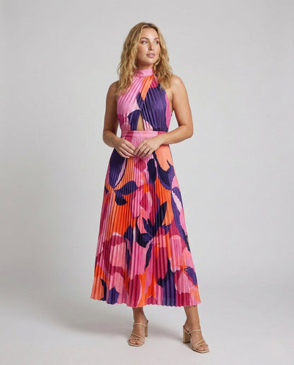 Abito Maxi Donna Plissé con Cut Out - Brentozzi