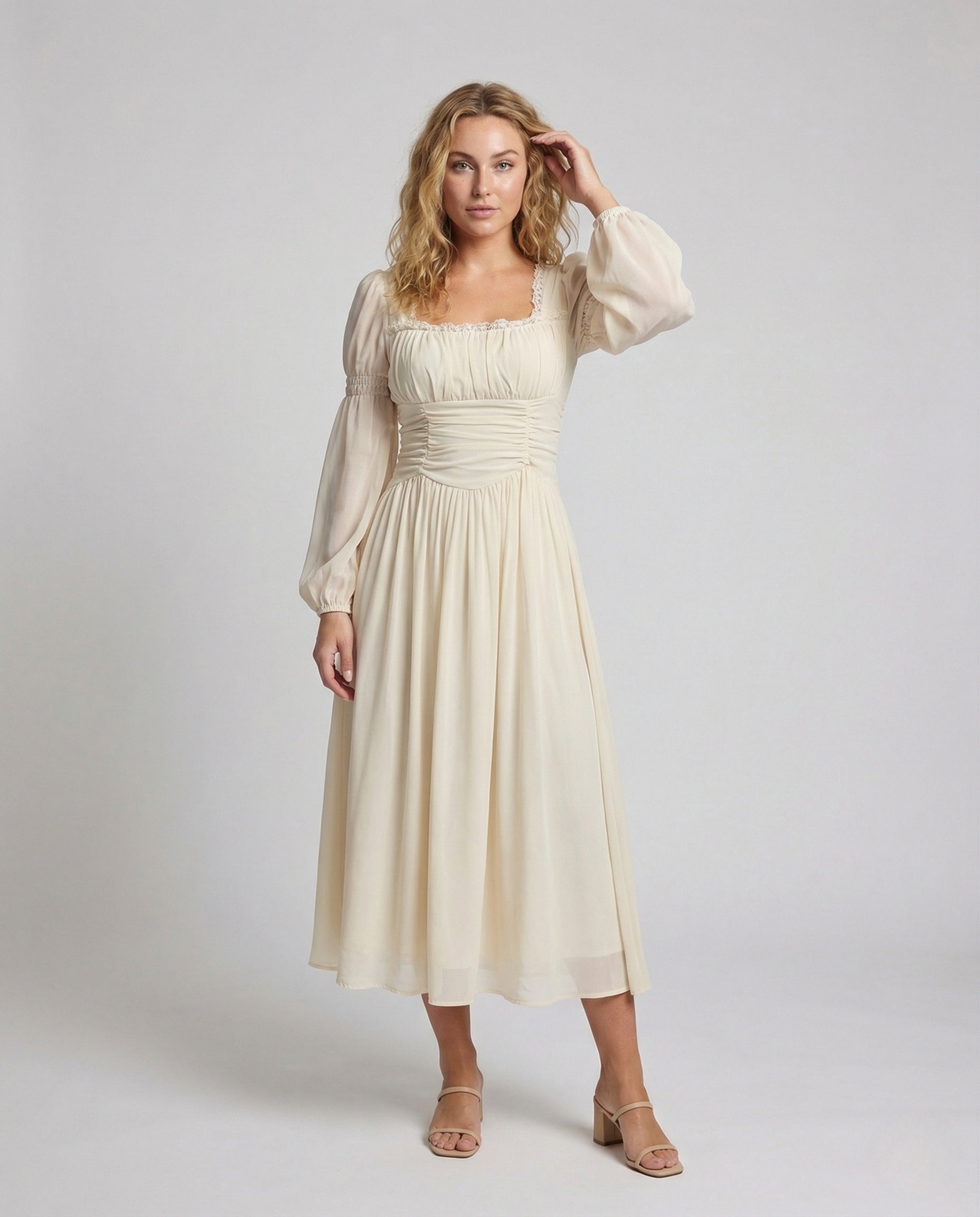 Abito da Sera Donna in Chiffon Manica a Palloncino - Brentozzi