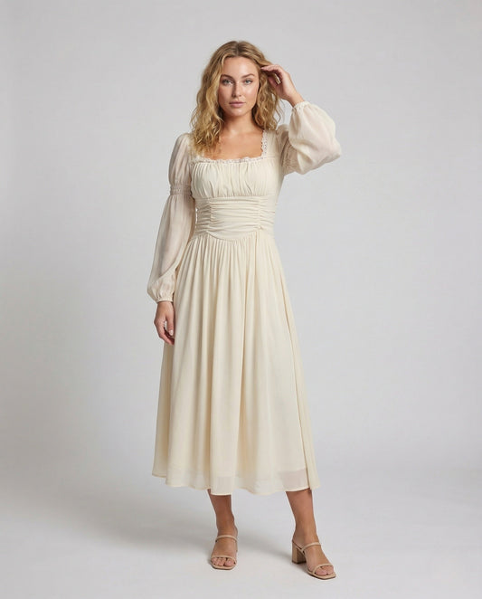 Abito da Sera Donna in Chiffon Manica a Palloncino - Brentozzi