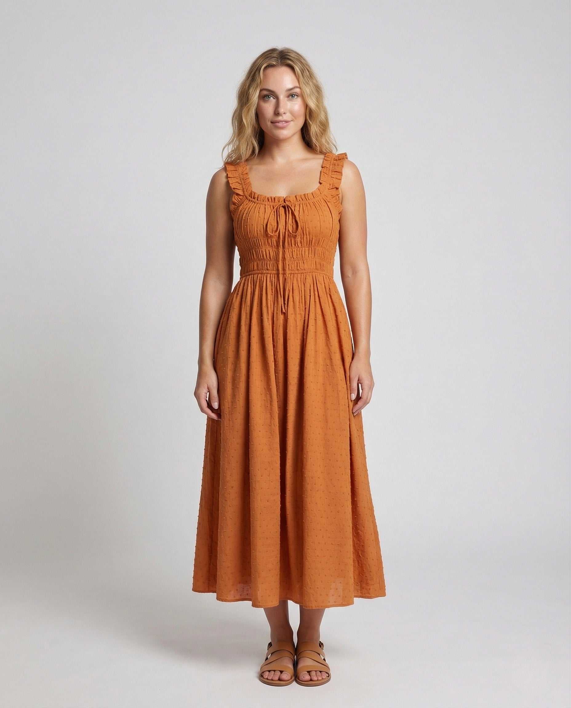 Abito Maxi Donna con Volant e Gonna Ampia - Brentozzi