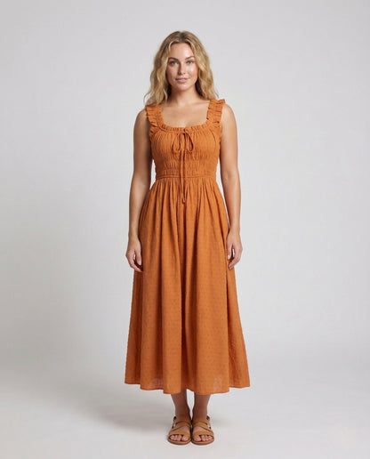 Abito Maxi Donna con Volant e Gonna Ampia - Brentozzi