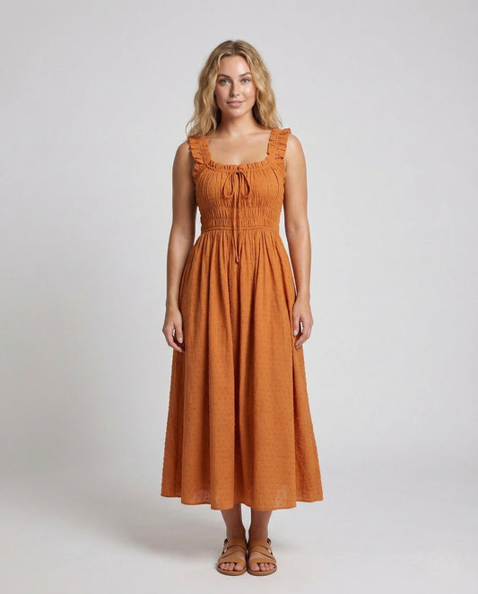 Abito Maxi Donna con Volant e Gonna Ampia - Brentozzi
