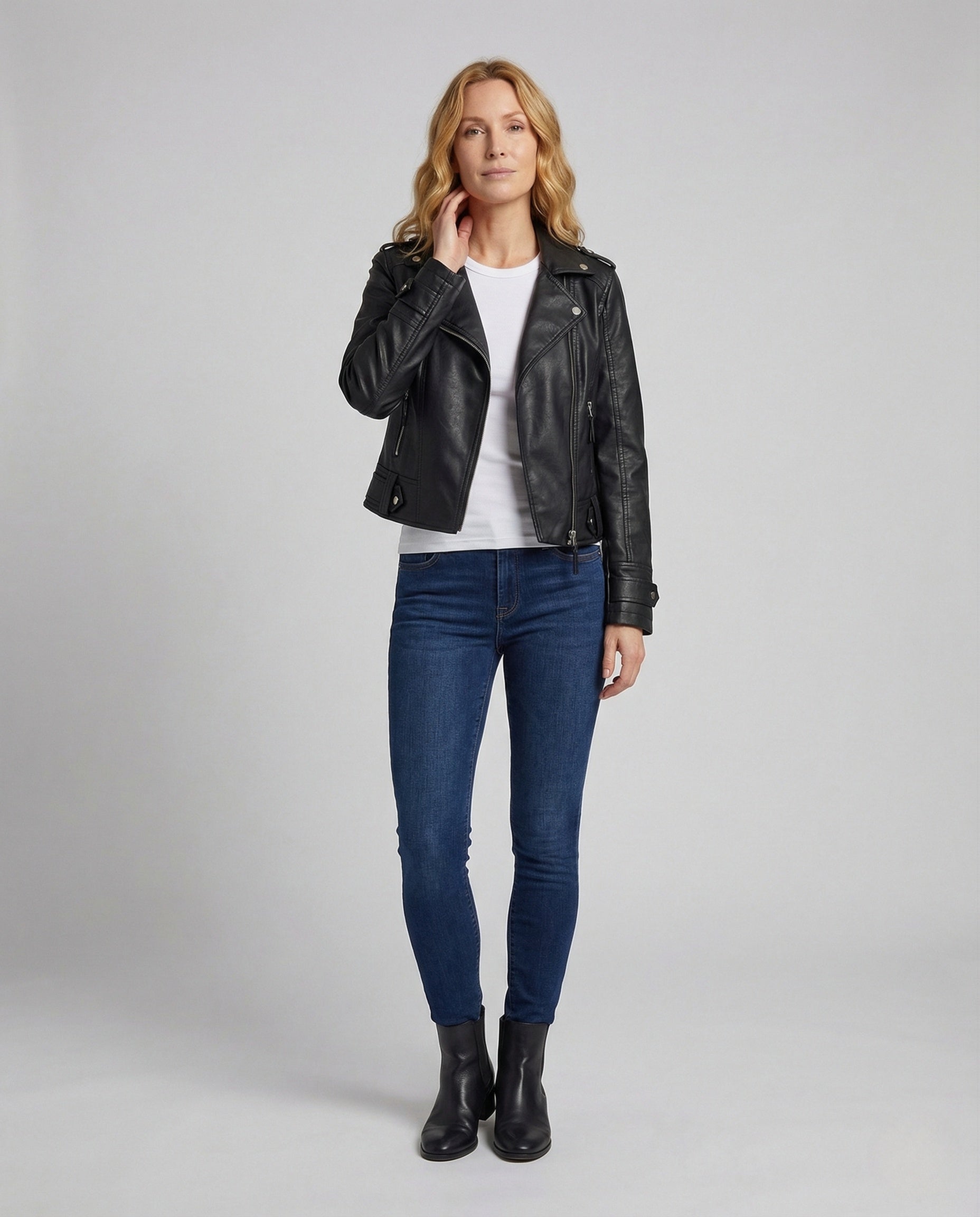 Giacca Biker Donna in Ecopelle Slim Fit - Brentozzi