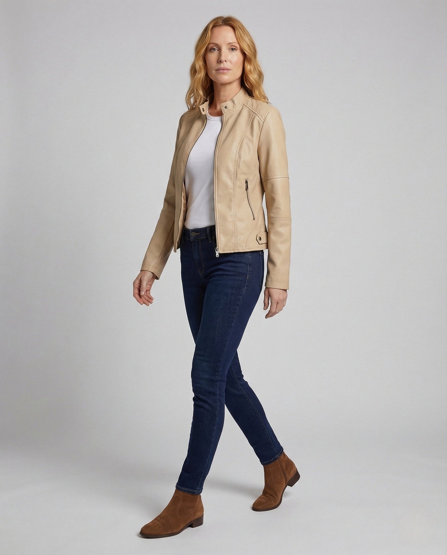 Giacca Donna in Ecopelle Collo Alto Slim Fit - Brentozzi