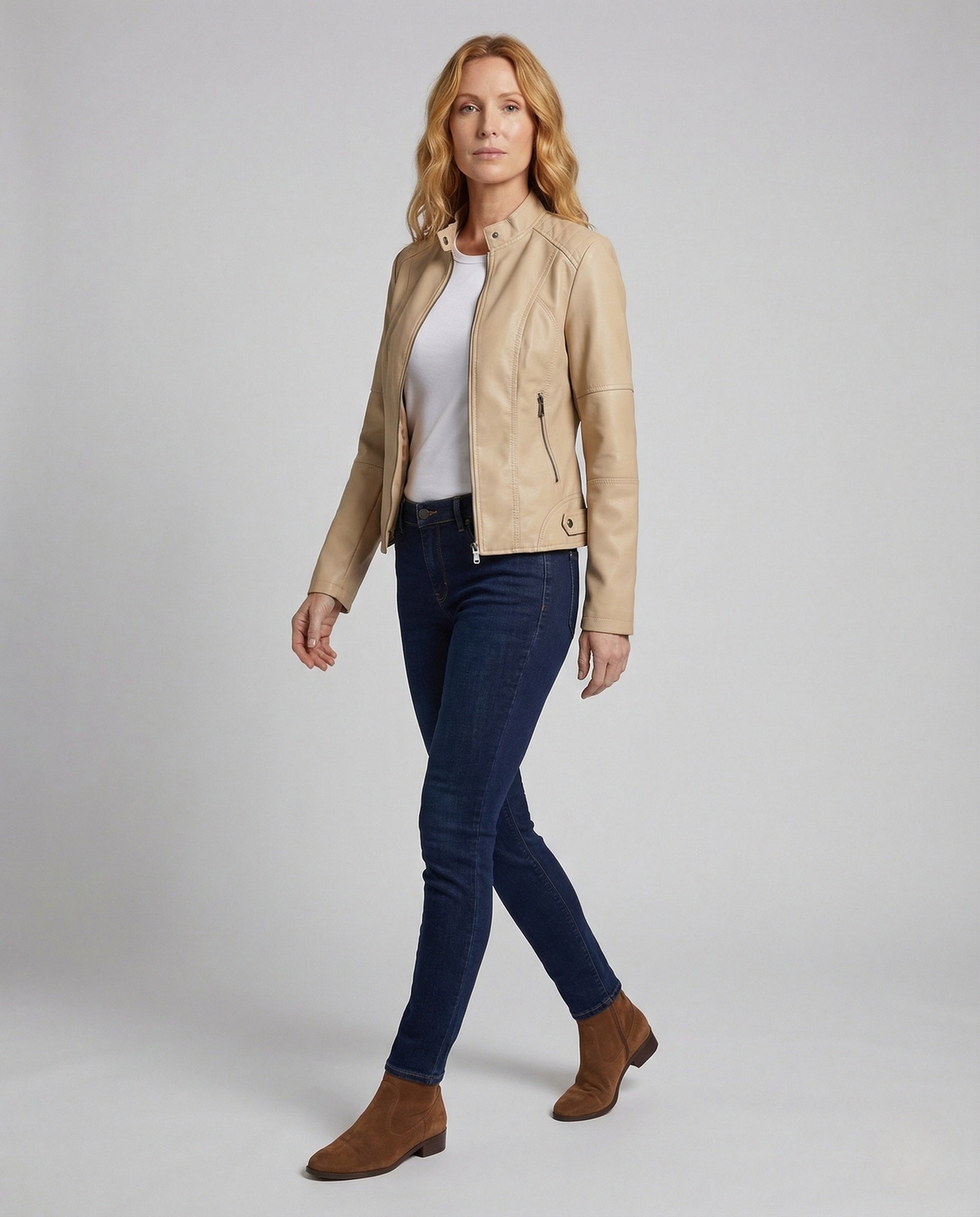 Giacca Donna in Ecopelle Collo Alto Slim Fit - Brentozzi