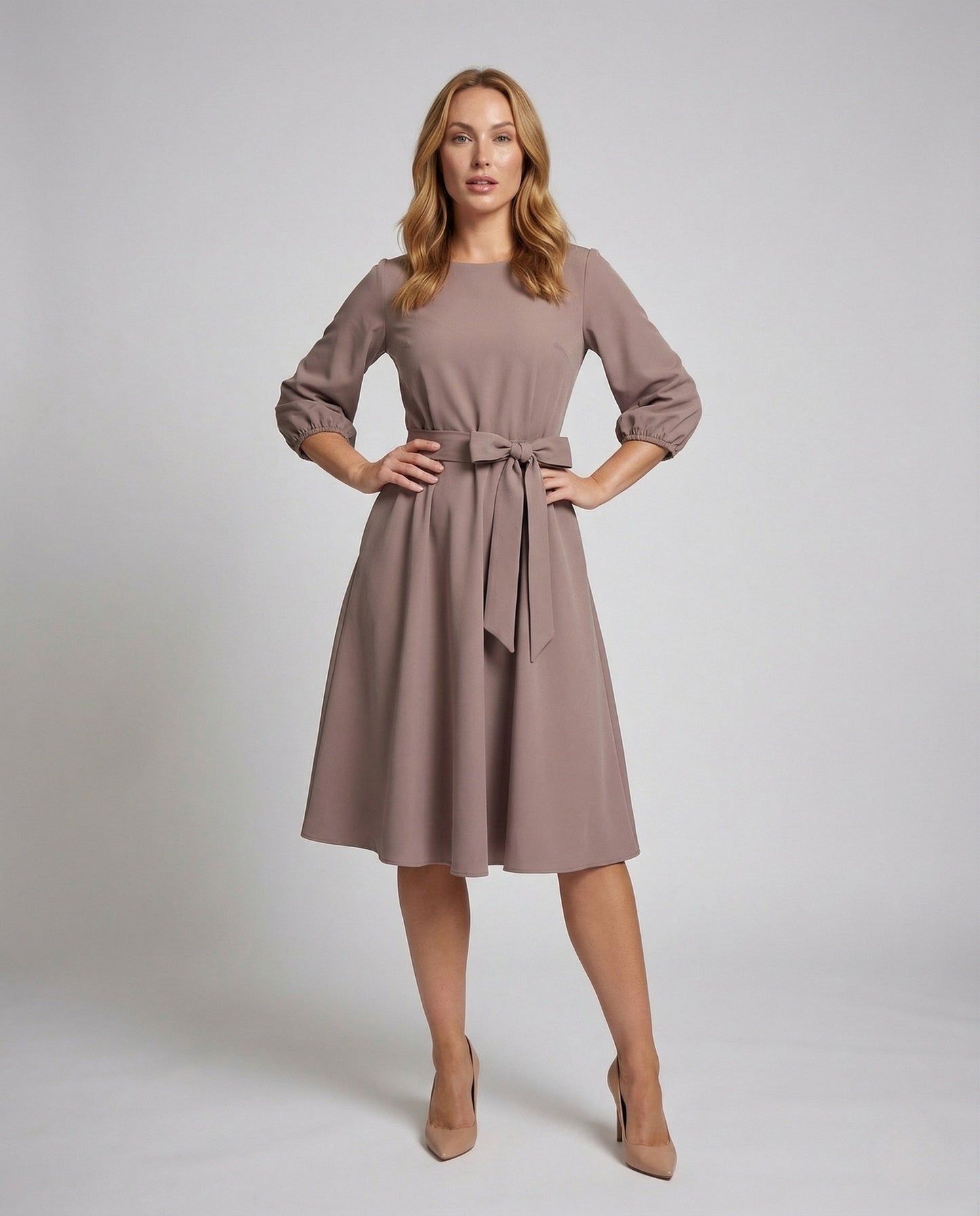 Abito Midi Donna Linea A con Cintura Legata - Brentozzi