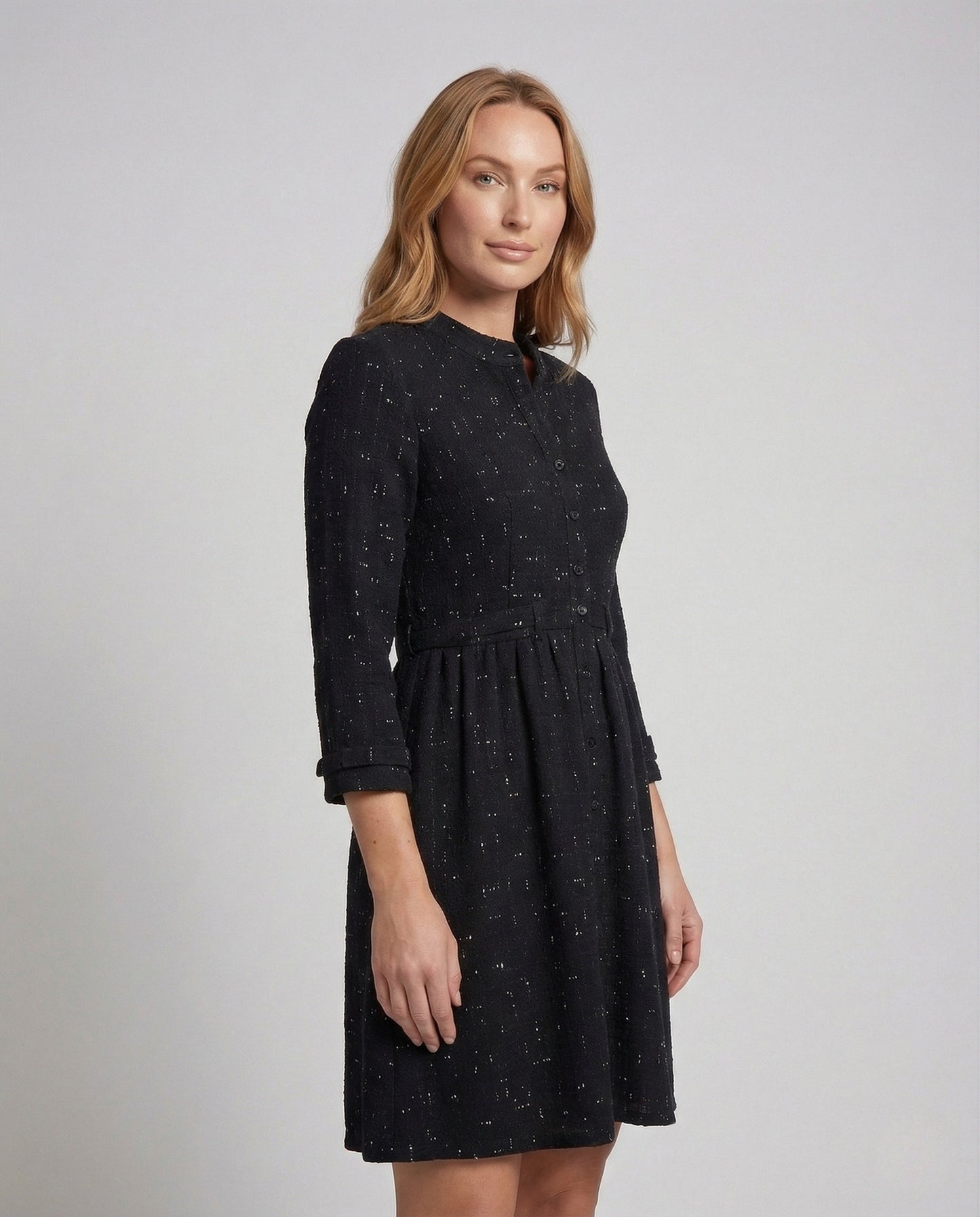 Abito Donna Effetto Tweed con Bottoni - Brentozzi