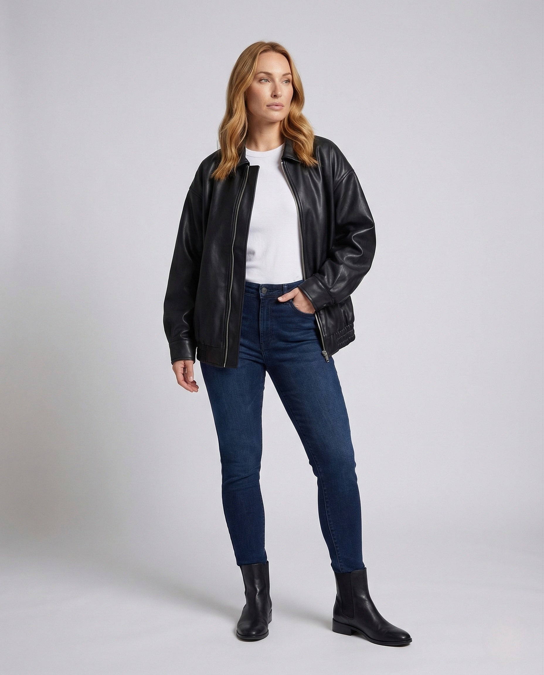 Giacca Camicia Donna Effetto Pelle Casual - Brentozzi