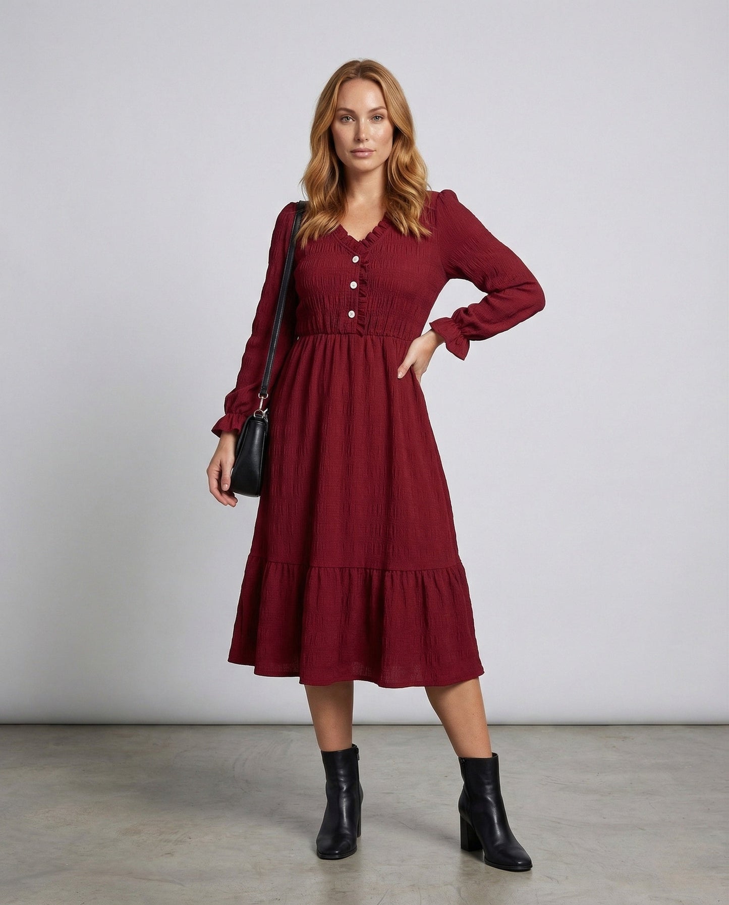 Abito Midi Donna in Viscosa con Bottoni - Brentozzi