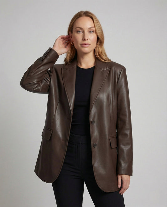 Blazer Donna Effetto Pelle Vestibilità Ampia - Brentozzi