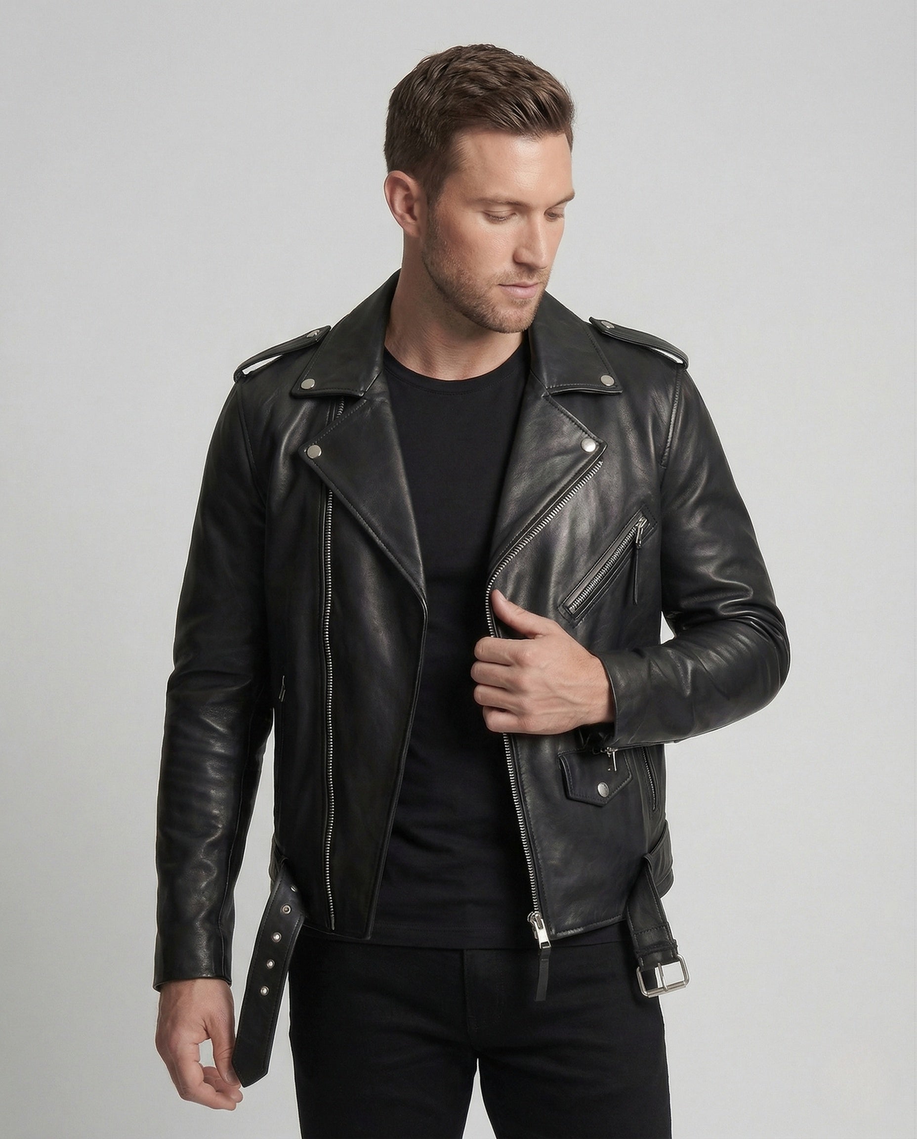 Giacca Uomo Roadster in Pelle Slim Fit - Brentozzi