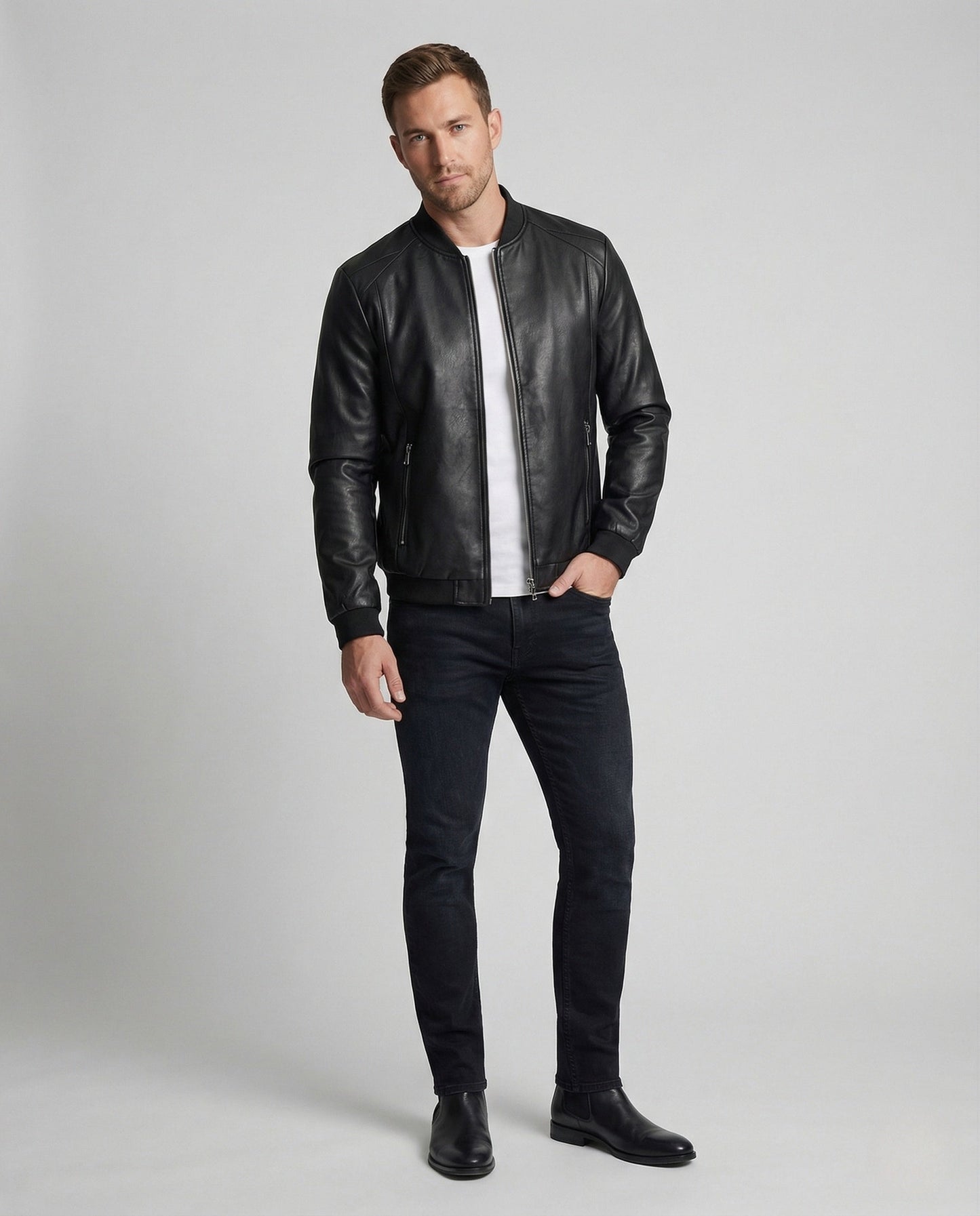 Giacca Bomber Uomo in Ecopelle Slim Fit - Brentozzi