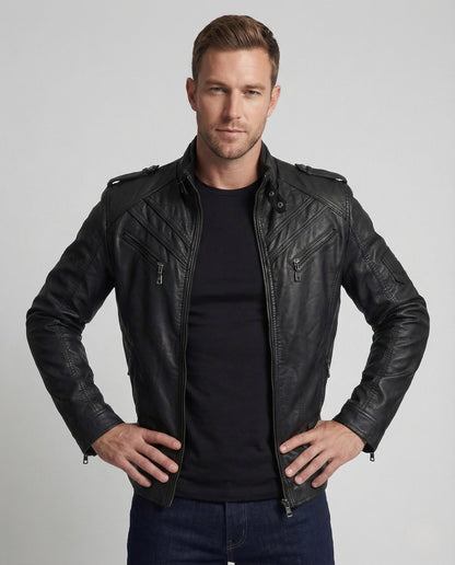 Giacca Moto Uomo in Ecopelle Slim Fit - Brentozzi