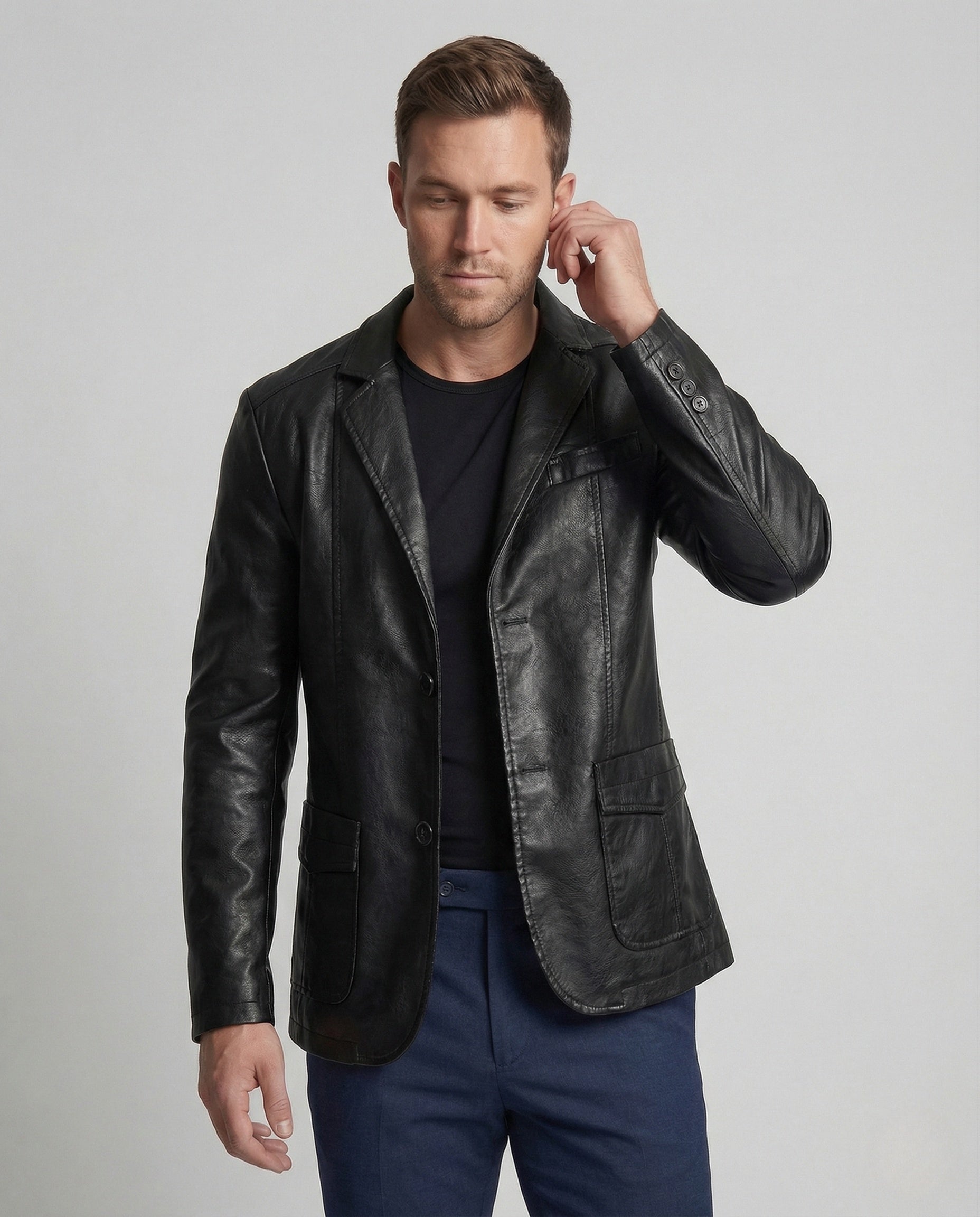 Giacca Uomo in Pelle Imbottita Slim Fit - Brentozzi