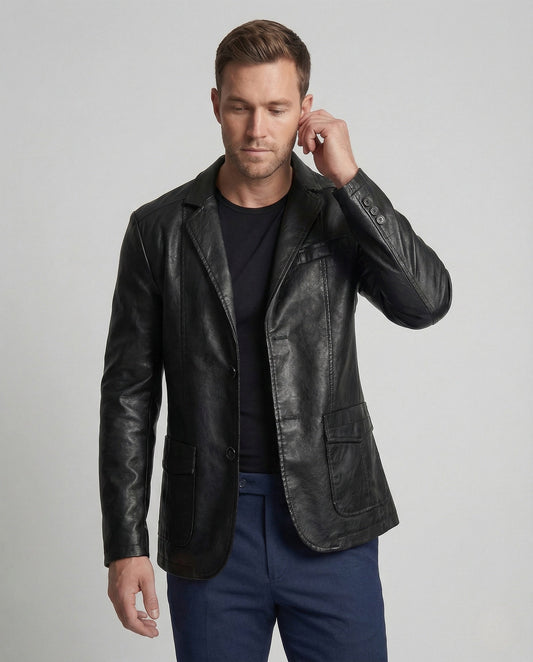 Giacca Uomo in Pelle Imbottita Slim Fit - Brentozzi