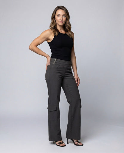 Pantaloni Cargo Donna Tasche Taglio Svasato - Brentozzi