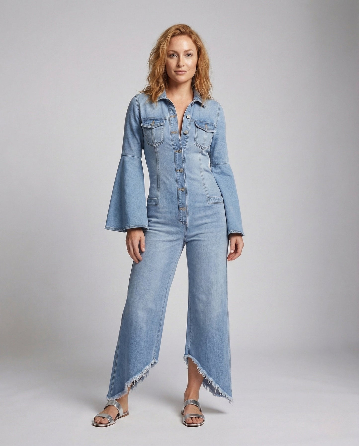 Tuta Denim Donna con Maniche a Sbuffo - Brentozzi