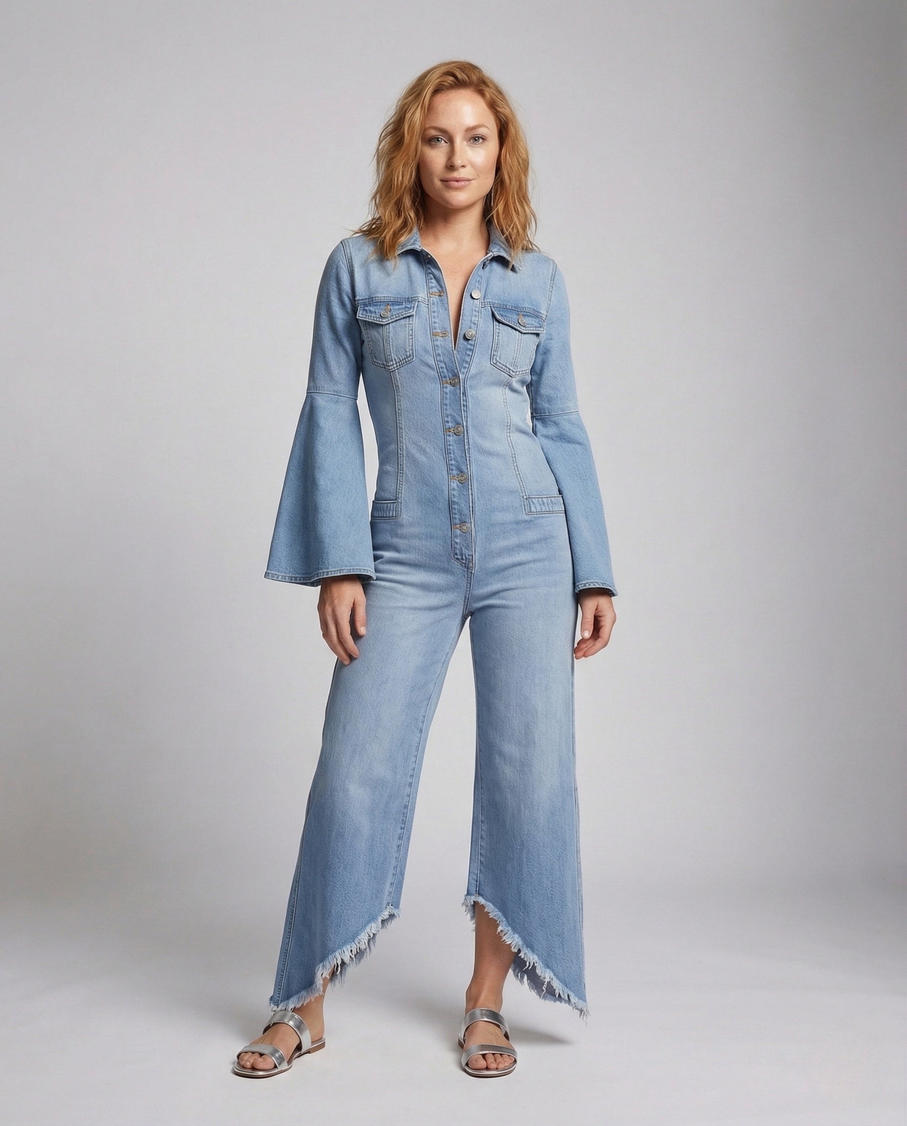 Tuta Denim Donna con Maniche a Sbuffo - Brentozzi