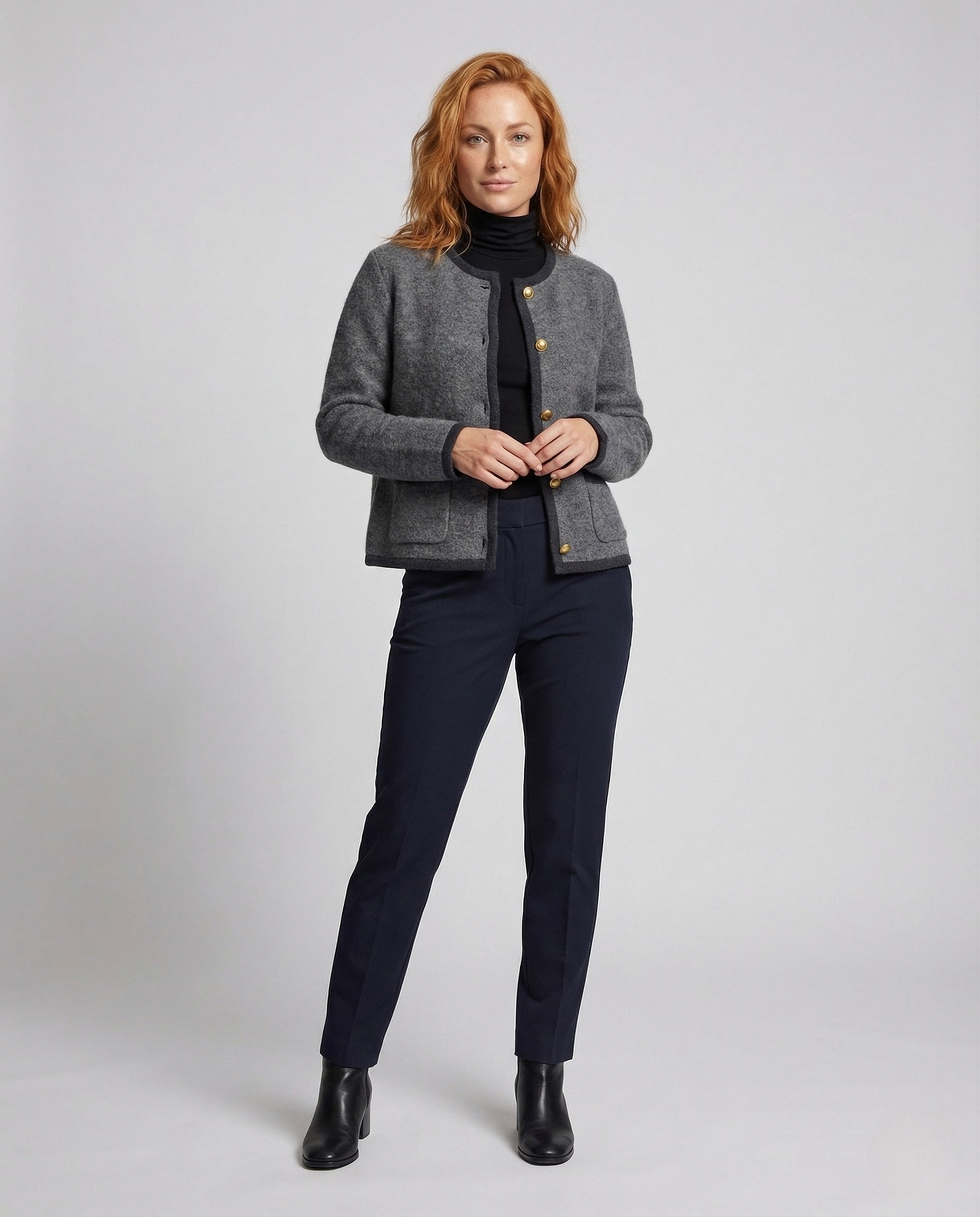 Giacca Donna Mohair Corto con Bottoni Decorativi - Brentozzi