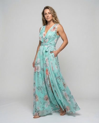 Abito Maxidress Donna in Chiffon a Portafoglio - Brentozzi