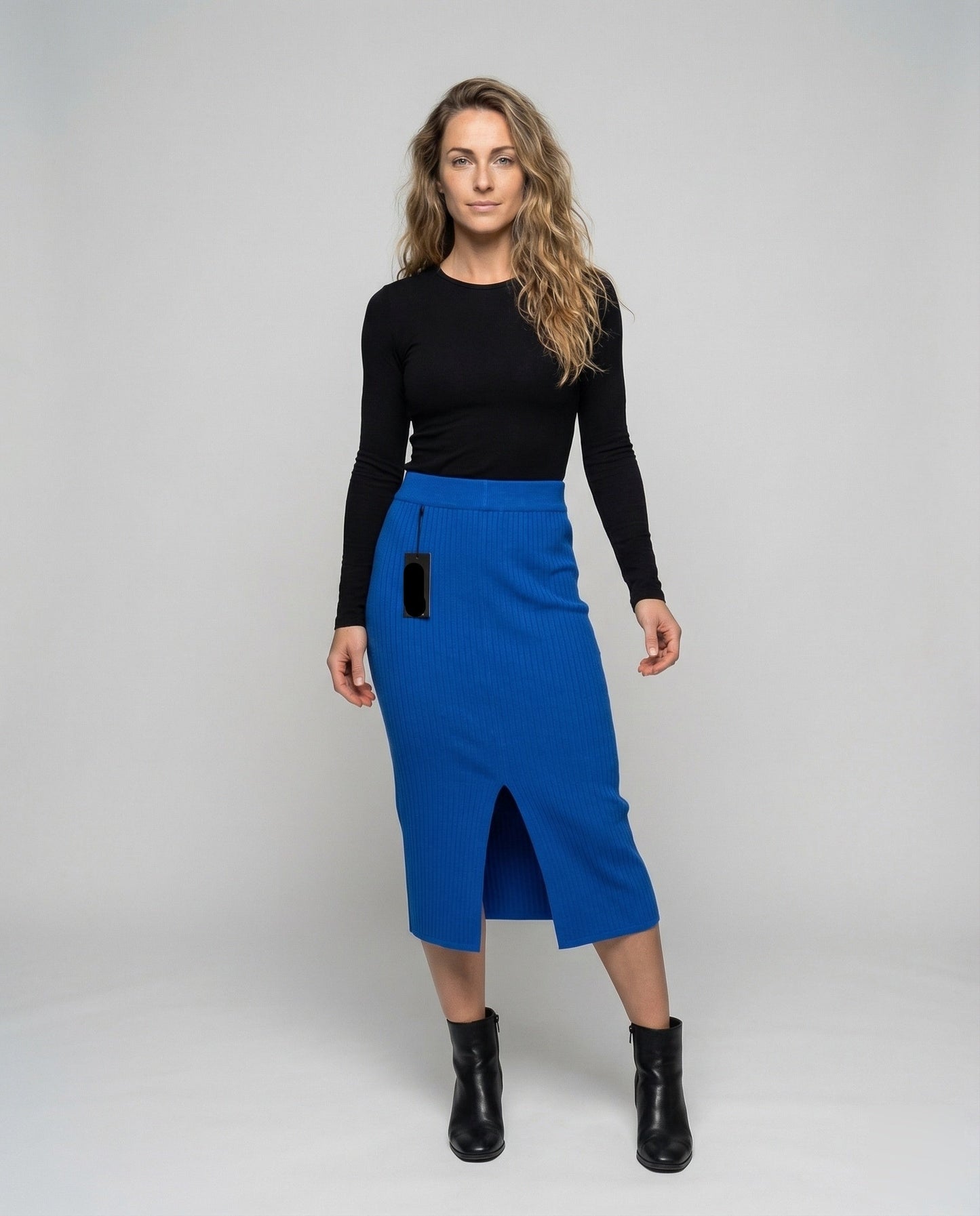 Gonna Midi Donna in Maglia Sottile con Spacco - Brentozzi