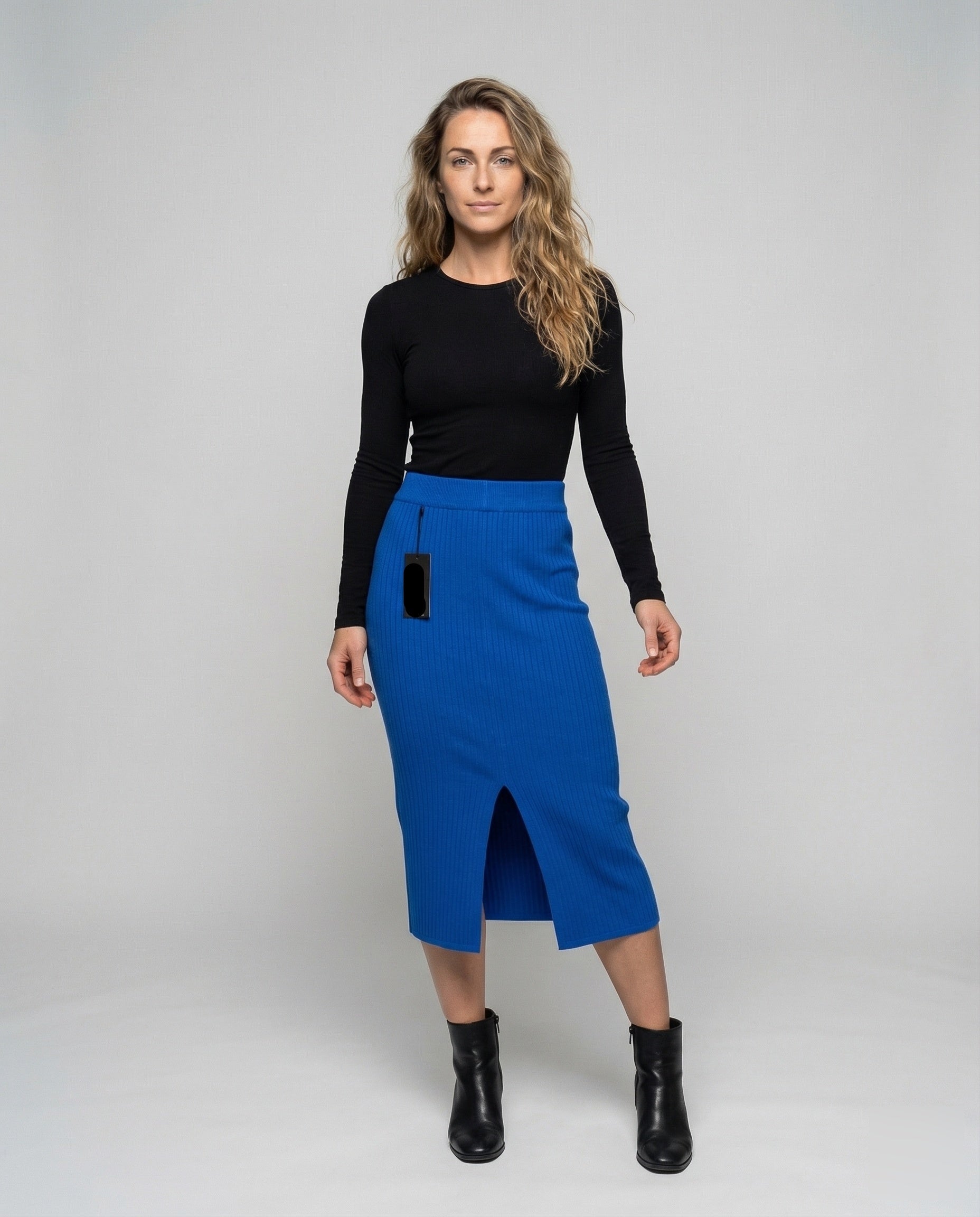 Gonna Midi Donna in Maglia Sottile con Spacco - Brentozzi
