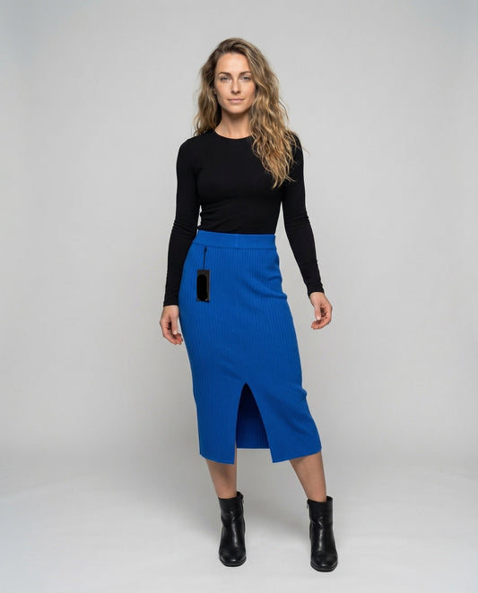Gonna Midi Donna in Maglia Sottile con Spacco - Brentozzi