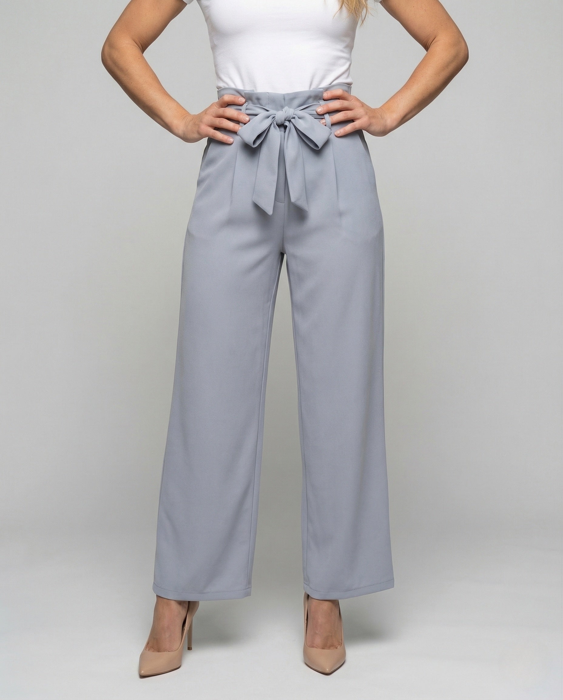 Pantaloni Palazzo Donna Vita Paperbag Ampia - Brentozzi