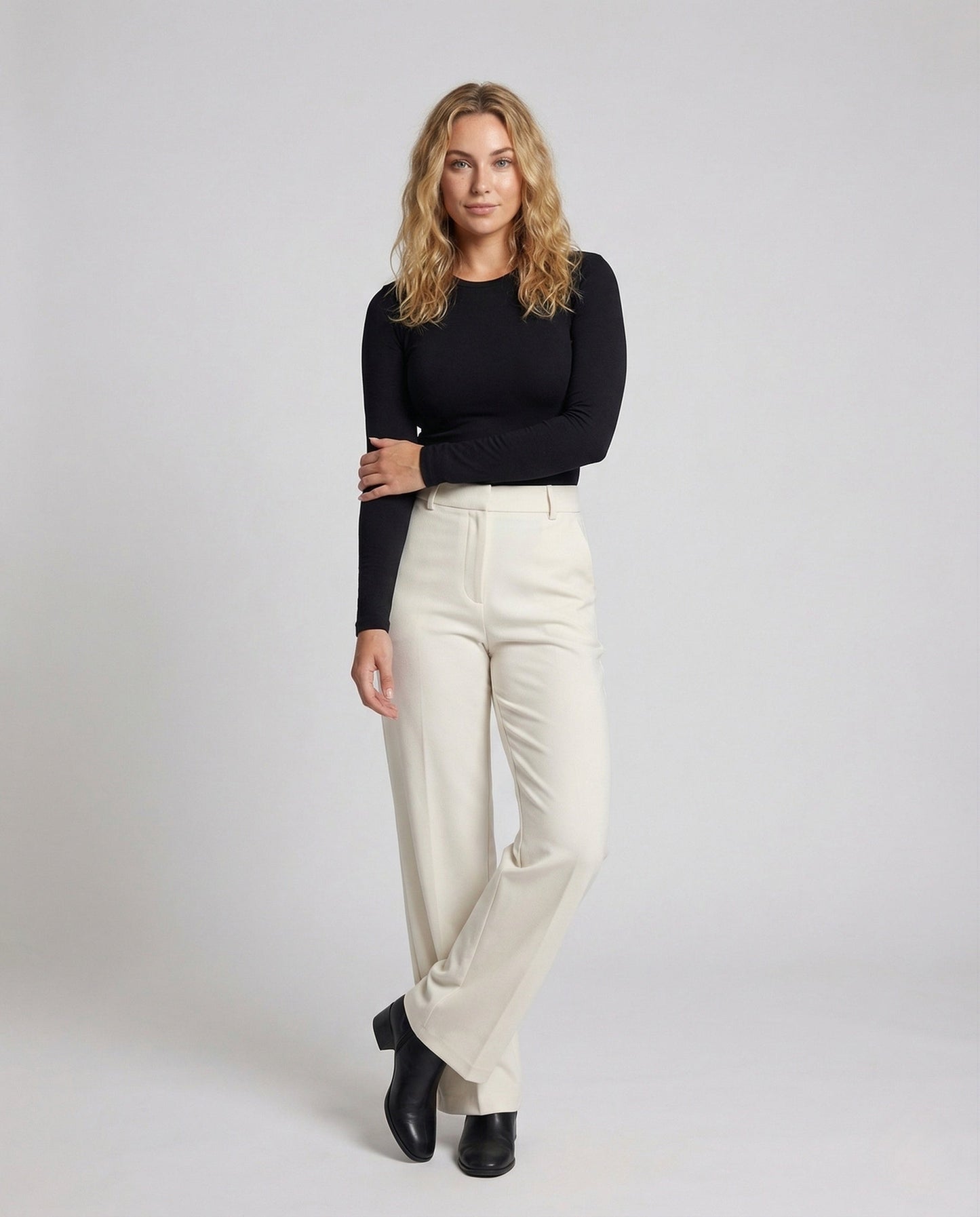 Pantaloni Donna a Gamba Larga con Piega Stirata - Brentozzi