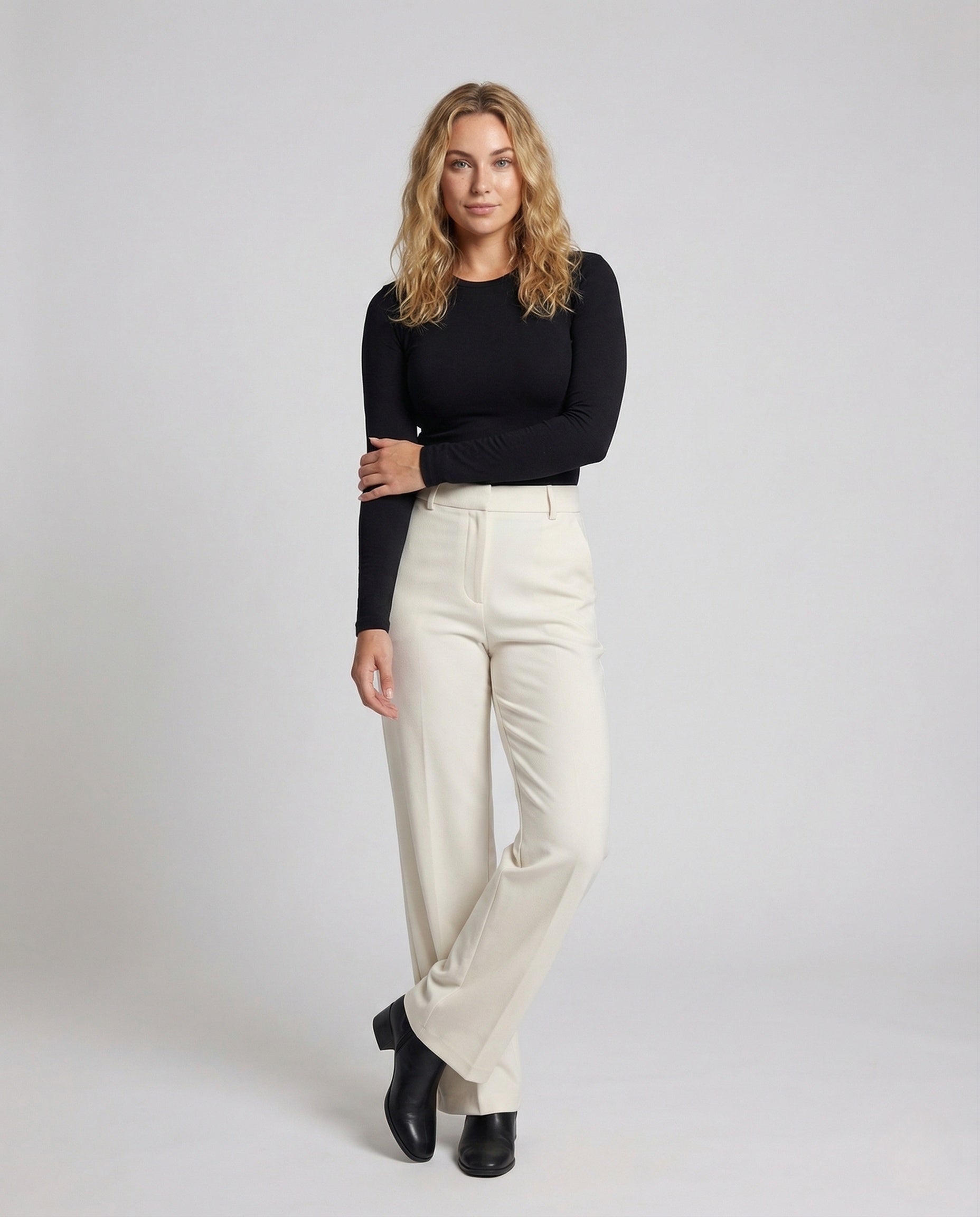 Pantaloni Donna a Gamba Larga con Piega Stirata - Brentozzi