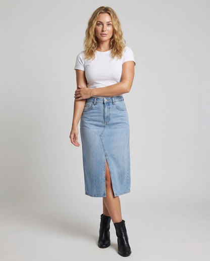 Gonna Jeans Donna Linea A con Spacco - Brentozzi
