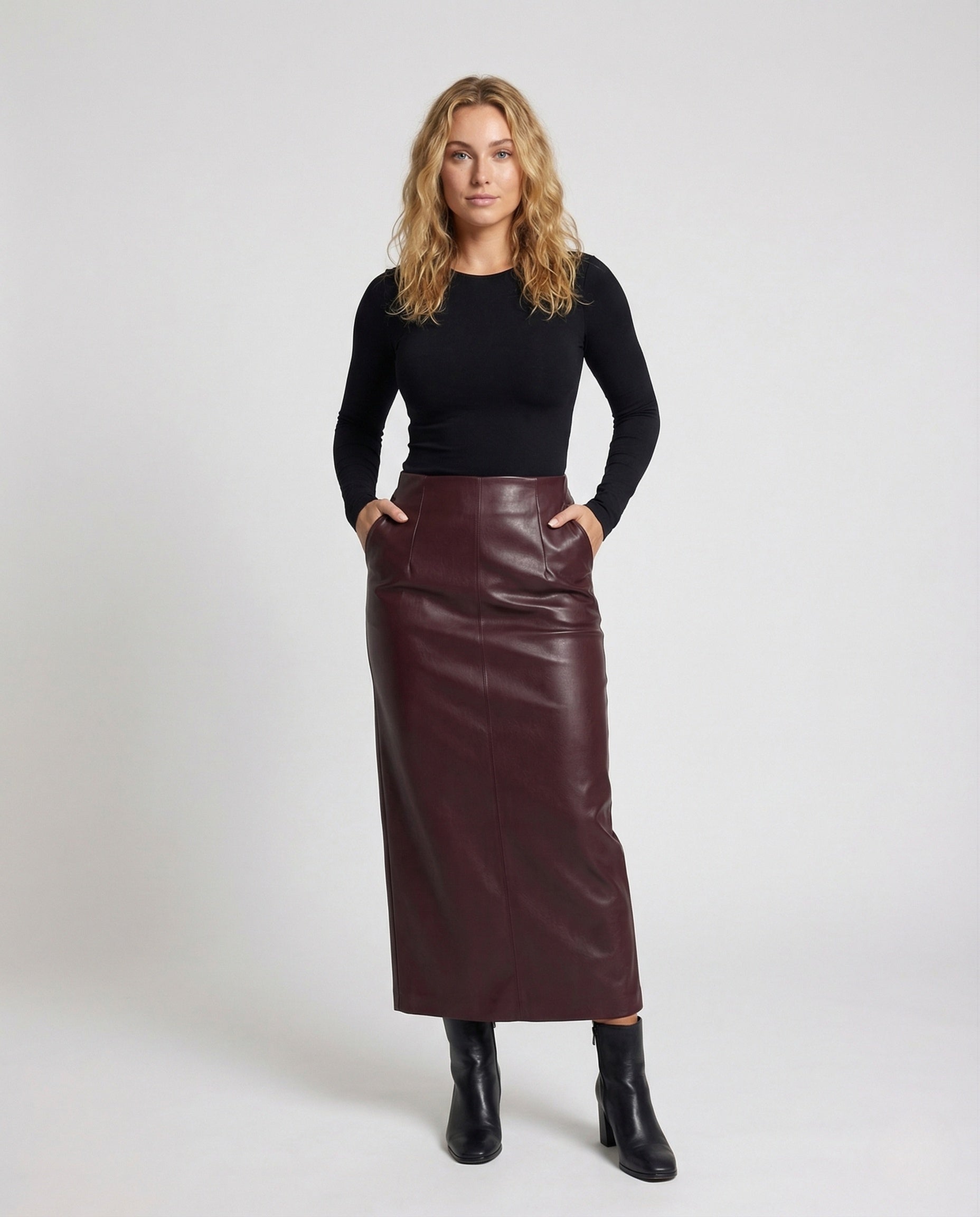 Gonna Midi Donna in Ecopelle Taglio A-Linea - Brentozzi
