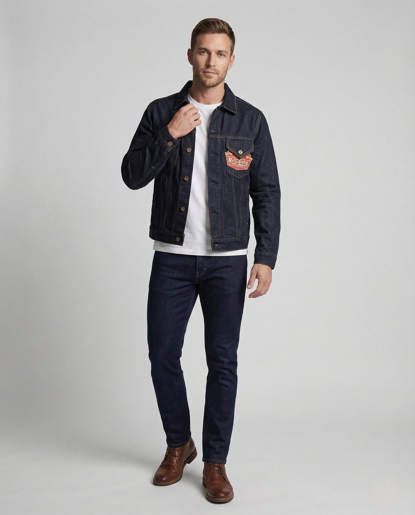 Giacca Jeans Uomo in Denim Grezzo con Tasche sul Petto - Brentozzi