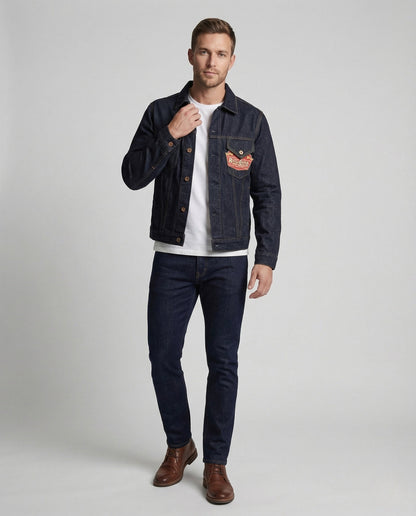 Giacca Jeans Uomo in Denim Grezzo con Tasche sul Petto - Brentozzi