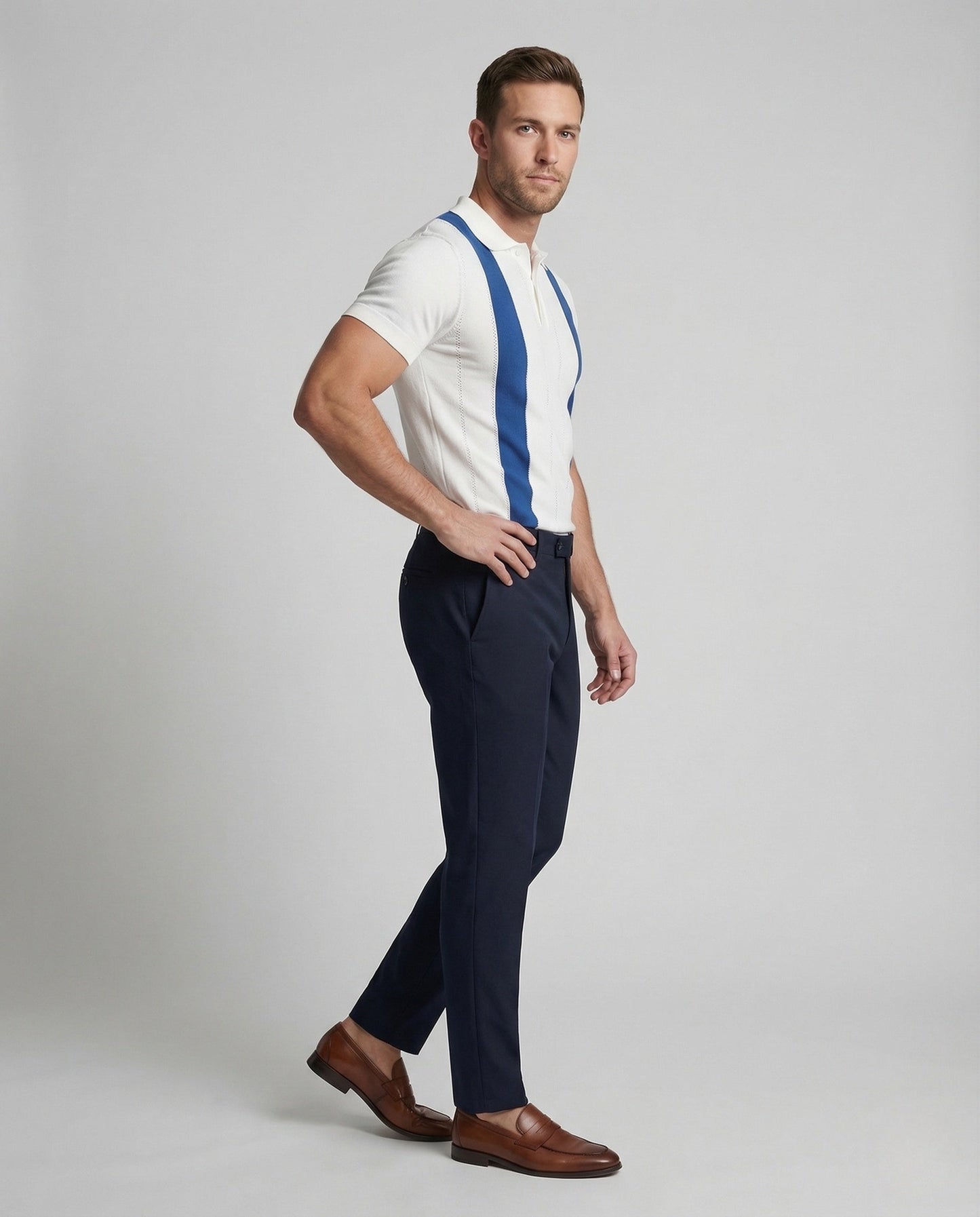 Polo Uomo Maglia Manica Corta con Righe Contrasto - Brentozzi