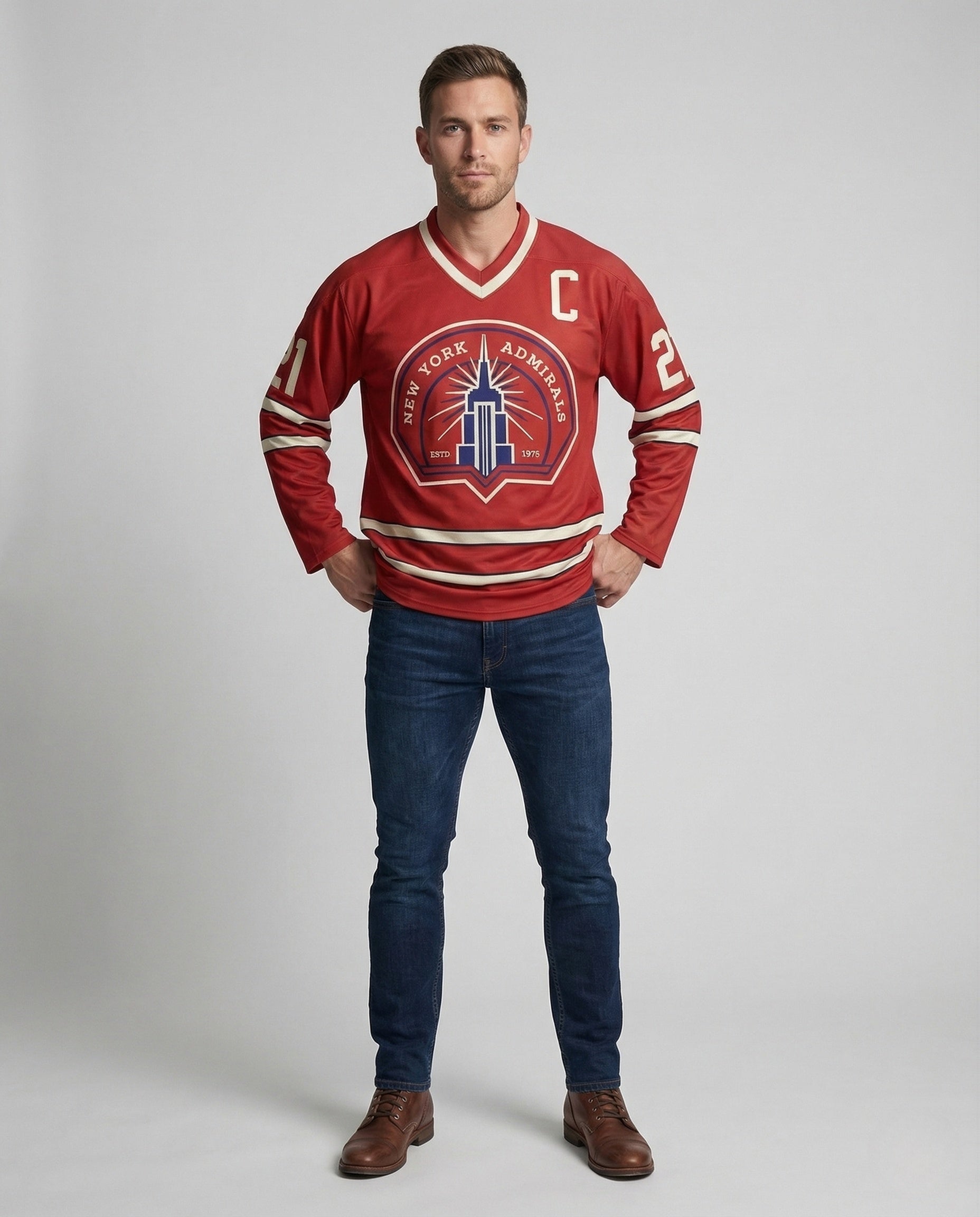 Maglia Hockey Uomo Stile Retrò con Ricamo Emblema - Brentozzi